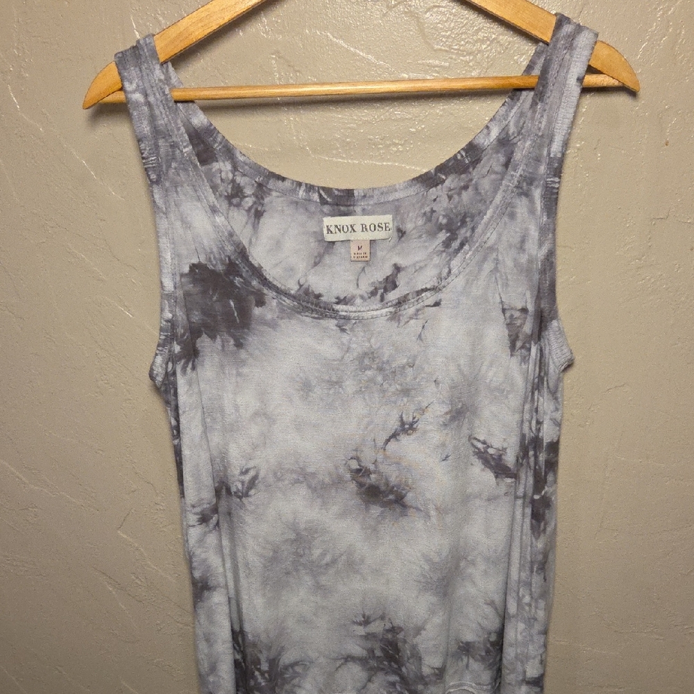 Knox Rose Gray Tie-Dye Scoop Neck Tank Size Med